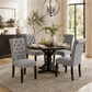 Rustic Upholstered Dining Chair with Button-Tufted Scroll Back
