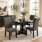 Rustic Upholstered Dining Chair with Button-Tufted Scroll Back