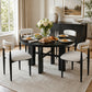 Contemporary 5-Piece Convertible Round Dining Game Table Set with 4 Upholstered Chairs, 48" Foldable Poker Table & 6 Cup Holders