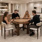 Contemporary 5-Piece Convertible Round Dining Game Table Set with 4 Upholstered Chairs, 48" Foldable Poker Table & 6 Cup Holders