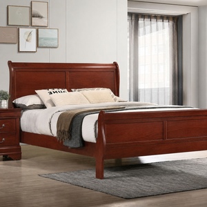 Transitional Sleigh Bed – Timeless Wood Elegance for Modern Bedrooms