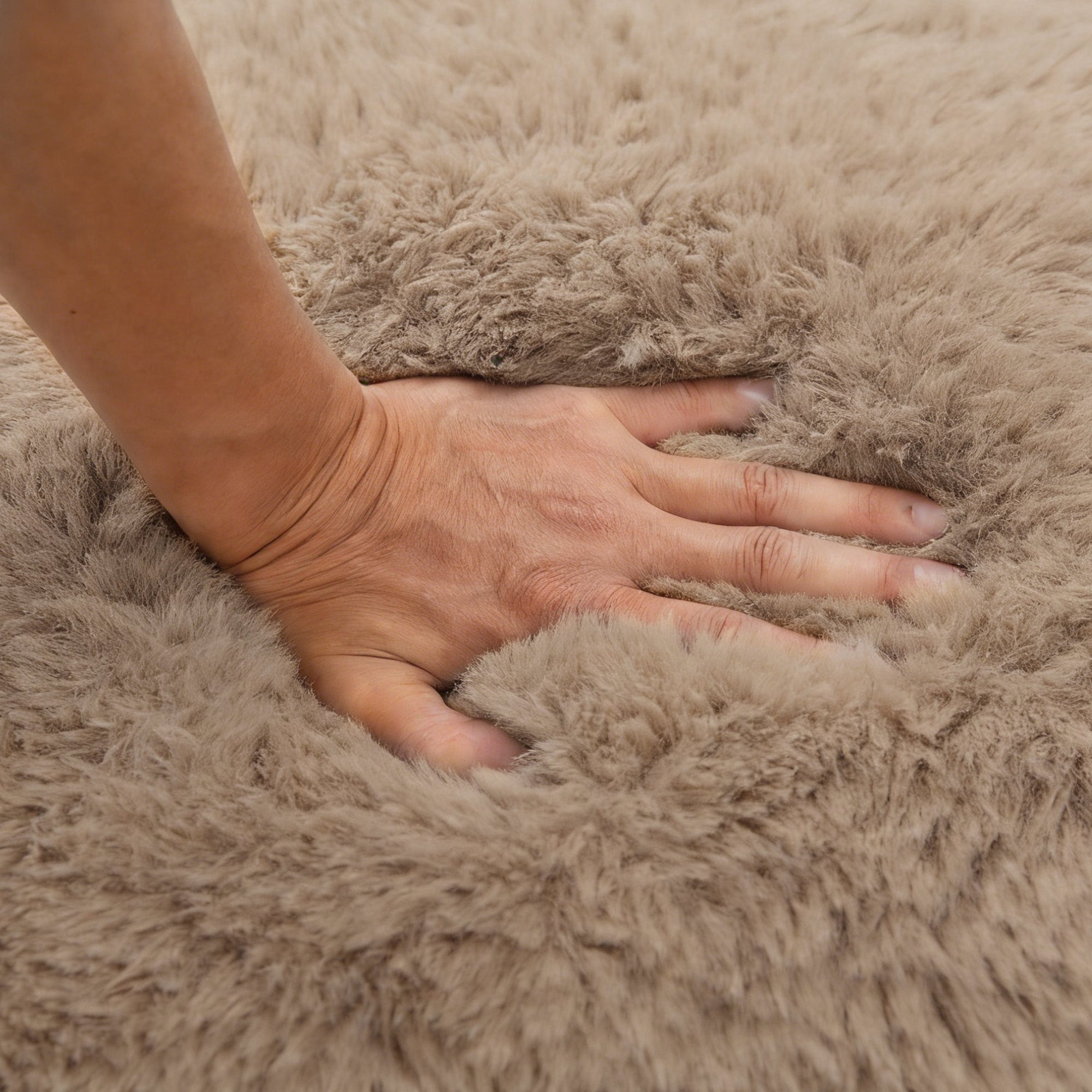 Contemporary Fur-Like Fabric Accent Chair – Wooden Legs