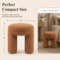 Contemporary Teddy Bouclé Accent Stool with Solid Wood Frame – Fully Assembled