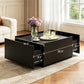 Transitional Coffee Table with Dual Storage Drawers – Modern Wood Look Living Room Table