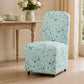 French Farmhouse Upholstered Dining Chair with Rounded Back, Caster Legs & Skirted Design