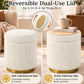 Nestable 2-Piece Storage Stool Set with 360° Swivel Base & Reversible Lid