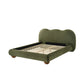 Contemporary Velvet and Boucle Upholstered Bed – Solid Rubberwood Frame