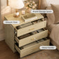 Oversized Transitional 3-Drawer Nightstand with Aluminum Handles & Extra Storage