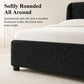 Contemporary Boucle Bed – Winged Edge Padded Headboard, Round Wood Legs