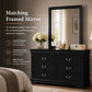 Transitional Sleigh Wood Dresser with Optional Mirror, Dovetail Drawers and Metal Pulls