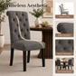 Rustic Upholstered Dining Chair with Button-Tufted Scroll Back
