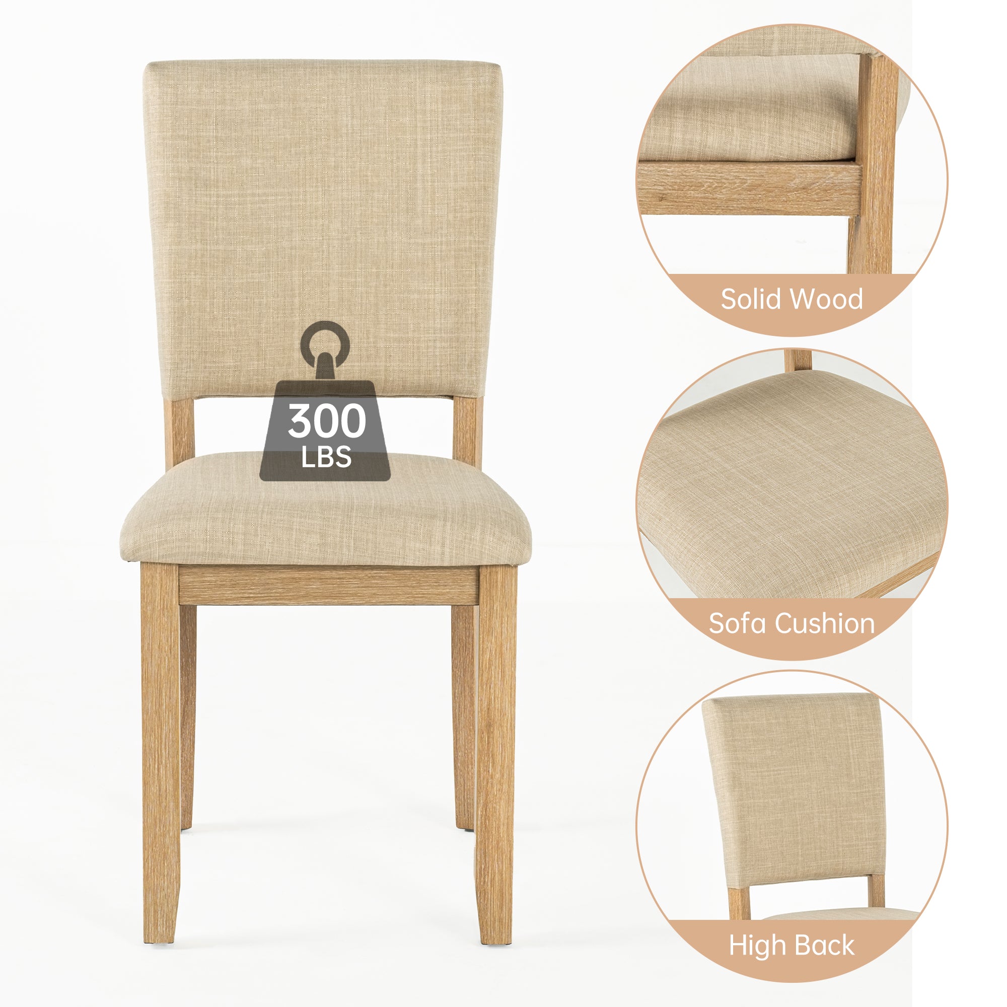 Transitional Upholstered Dining Side Chairs (Set of 4) with Padded Seats