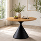 Athan 5-Piece Round Dining Table Set with Conical Metal Base & Upholstered Chairs – Black/Oak