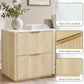 Transitional 2-Drawer Nightstand with Fluted Drawer Fronts, Marble-Look Top & No Assembly Required