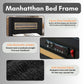 Contemporary Smart Platform Bed with 3D Fireplace LED Headboard, Bluetooth Audio, USB & TF Card Slots, Stainless Steel Frame