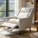 Mid-Century Modern Push-Back Recliner Chair with Faux Leather Upholstery