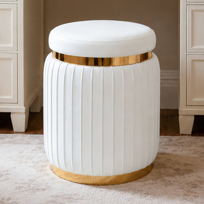 Contemporary Velvet Counter Stool with Gold Trim & Stainless Steel Base – Upholstered Modern Bar Stool