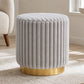 Contemporary Faux Fur Accent Stool with Gold Stainless Steel Base – Fully Assembled