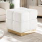 Contemporary Bouclé Storage Stool with Hidden Storage Compartment & Gold Stainless Steel Base – Fully Assembled