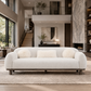 Mid-Century Modern Sofa – Pocket Coil Spring, Chenille and Faux Fur, Soft Round Arms