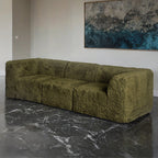 Deep Seating Faux Fur Modular Sofa, Contemporary 3-Seater for Living Room