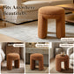 Contemporary Teddy Bouclé Accent Stool with Solid Wood Frame – Fully Assembled