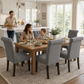 Rustic Upholstered Dining Chair with Button-Tufted Scroll Back