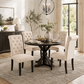 Rustic Upholstered Dining Chair with Button-Tufted Scroll Back