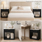 Transitional Fluted Nightstand with Drawer & Open Shelf, Aluminum Handle