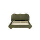 Contemporary Velvet and Boucle Upholstered Bed – Solid Rubberwood Frame