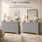 Transitional Sleigh Wood Dresser with Optional Mirror, Dovetail Drawers and Metal Pulls