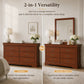 Transitional Sleigh Wood Dresser with Optional Mirror, Dovetail Drawers and Metal Pulls