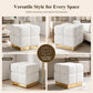 Contemporary Bouclé Storage Stool with Hidden Storage Compartment & Gold Stainless Steel Base – Fully Assembled