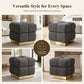 Contemporary Bouclé Storage Stool with Hidden Storage Compartment & Gold Stainless Steel Base – Fully Assembled