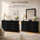 Transitional Sleigh Wood Dresser with Optional Mirror, Dovetail Drawers and Metal Pulls