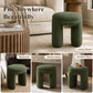 Contemporary Teddy Bouclé Accent Stool with Solid Wood Frame – Fully Assembled