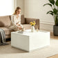 Transitional Coffee Table with Dual Storage Drawers – Modern Wood Look Living Room Table