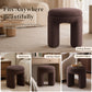 Contemporary Teddy Bouclé Accent Stool with Solid Wood Frame – Fully Assembled