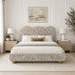 Contemporary Velvet and Boucle Upholstered Bed – Solid Rubberwood Frame