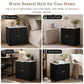 Transitional 2-Drawer Nightstand with Fluted Drawer Fronts, Marble-Look Top & No Assembly Required
