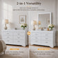 Transitional Sleigh Wood Dresser with Optional Mirror, Dovetail Drawers and Metal Pulls
