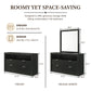 Contemporary Walnut Dresser with Optional Mirror, Finger Pull Drawers & Solid Wood Construction