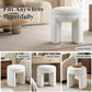 Contemporary Teddy Bouclé Accent Stool with Solid Wood Frame – Fully Assembled