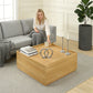 Transitional Coffee Table with Dual Storage Drawers – Modern Wood Look Living Room Table