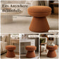 Contemporary Teddy Accent Stool with Mushroom Silhouette & Pedestal Base – Fully Assembled