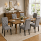 Rustic Upholstered Dining Chair with Button-Tufted Scroll Back