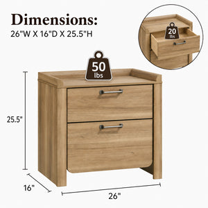 Transitional Natural Wood Nightstand with Raised Edge Top & Curved Drawer Front – Fully Assembled