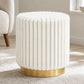 Contemporary Faux Fur Accent Stool with Gold Stainless Steel Base – Fully Assembled
