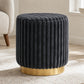 Contemporary Faux Fur Accent Stool with Gold Stainless Steel Base – Fully Assembled