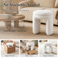 Contemporary Teddy Bouclé Accent Stool with Solid Wood Frame – Fully Assembled